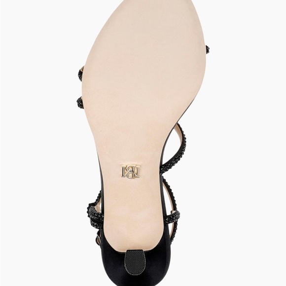 NWT: Badgley Mischka Julianna Black Satin Strappy Heels new in box with dust bag - Picture 6 of 14